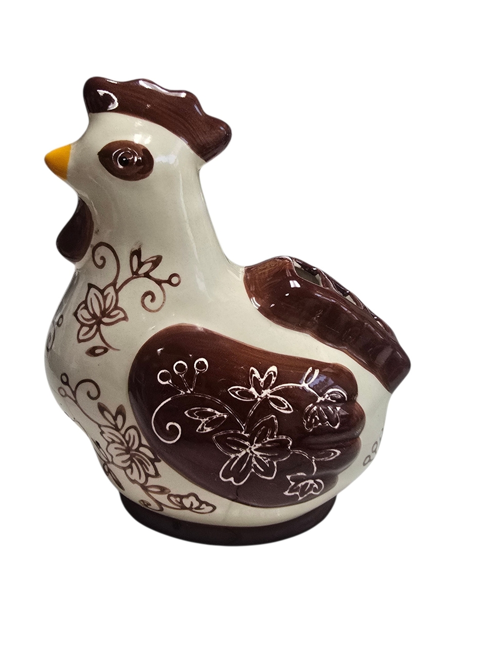 Temp-tations Floral Lace Chicken Measuring Spoon Holder Ceramic Farmhouse Decor